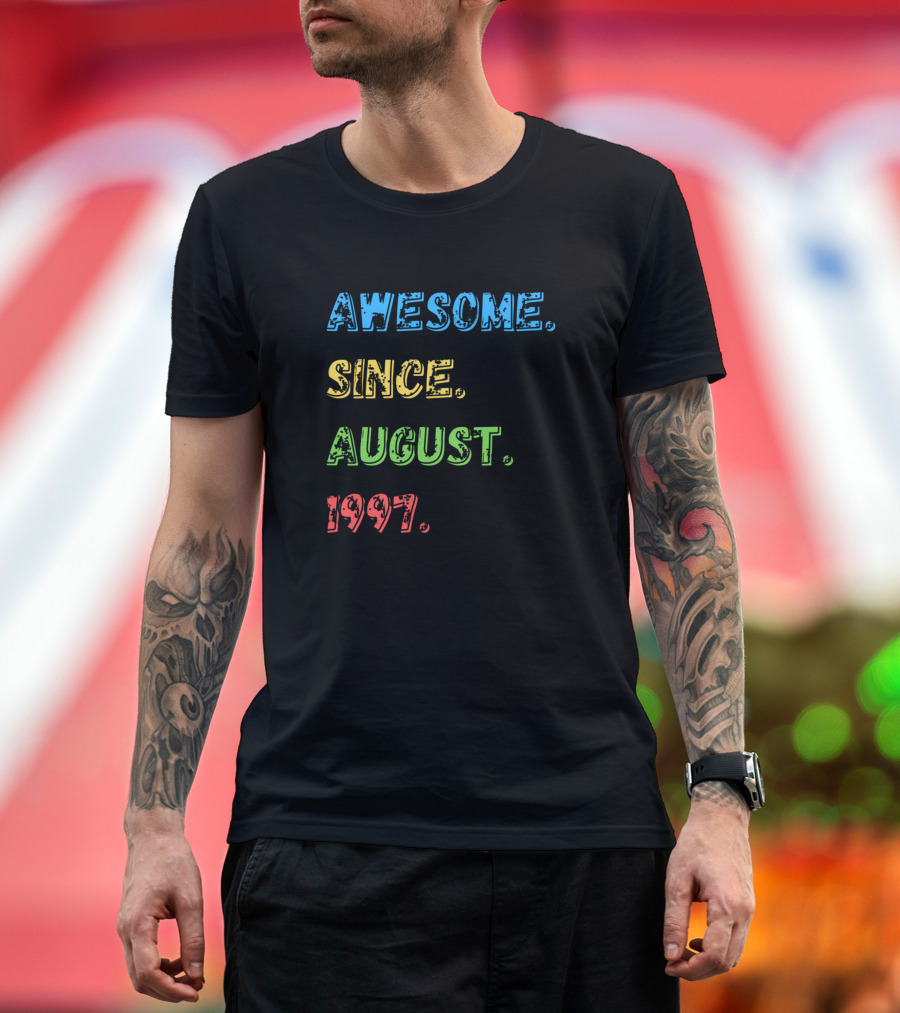 Awesome Since August 1997 Retro Colorful Vintage T-Shirt