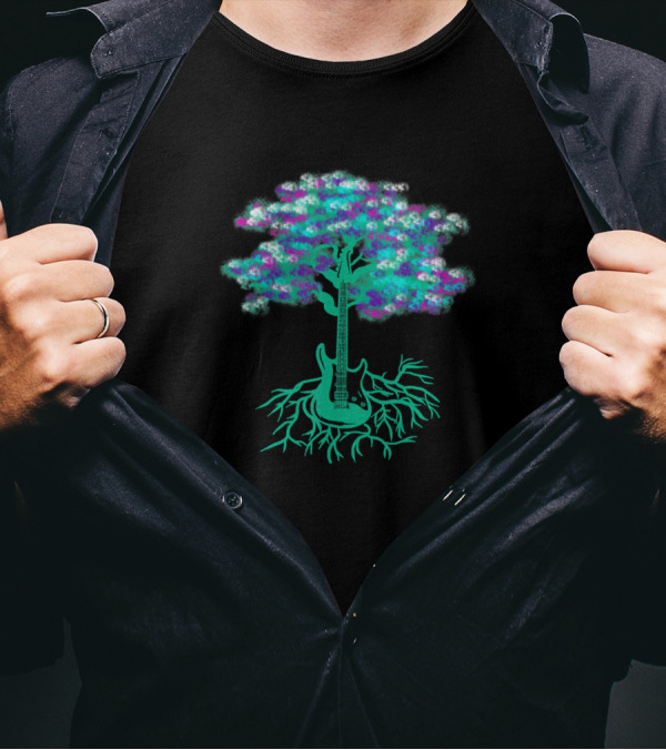 Guitar Tree With Roots Music Player Guitarist Cool T-Shirt