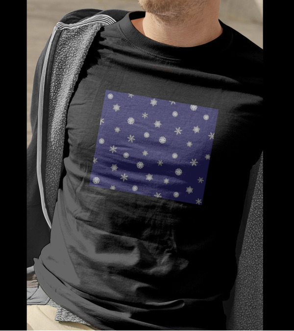 Snowflake Pattern Blue Background Winter T-Shirt
