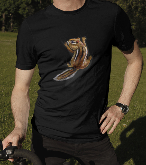 Squirrel Climbing Playful Chipmunk 331 Brown Striped Furry Animal T-Shirt