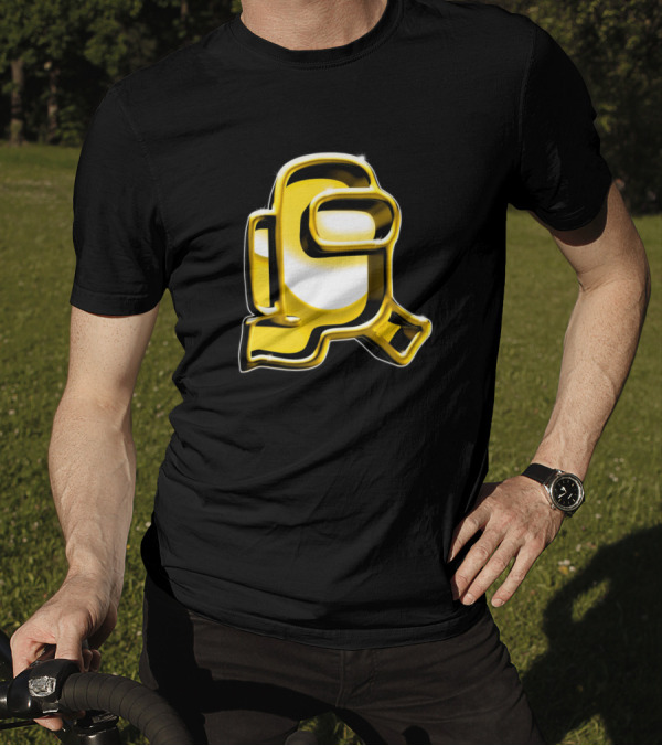 Golden Yellow Metallic Astronaut 3D Design Among Us T-Shirt