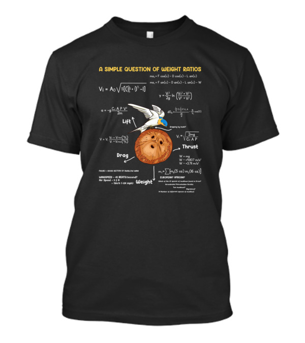 A Simple Question Of Weight Ratios Funny Math With Bird And Coconut T-Shirt