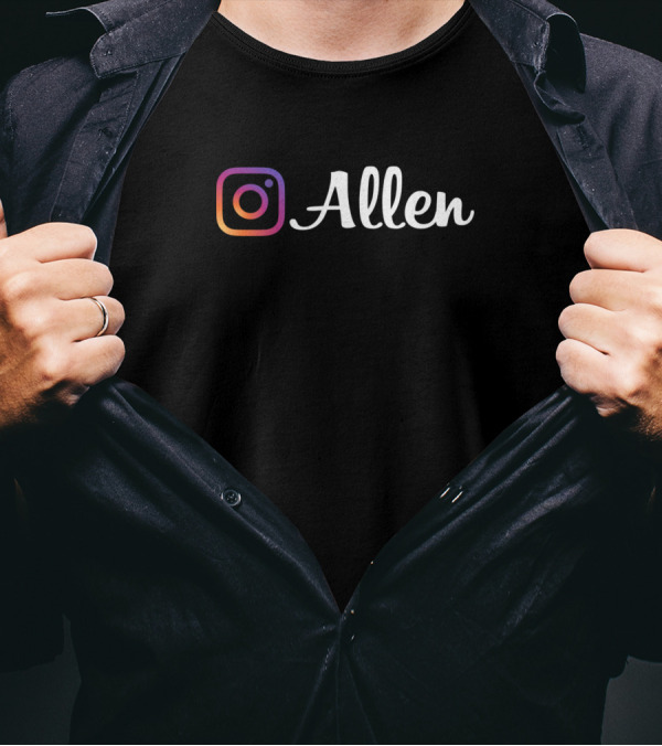 Allen Family Name Font With Instagram T-Shirt