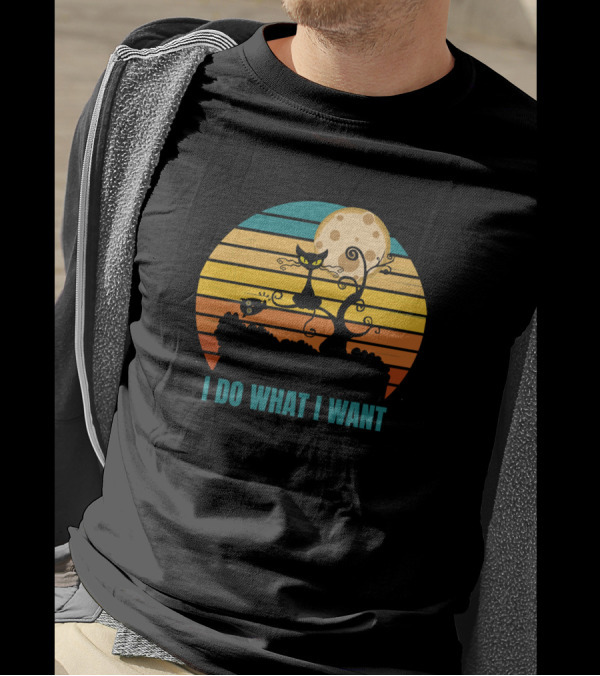 I Do What I Want Black Cat Moon T-Shirt