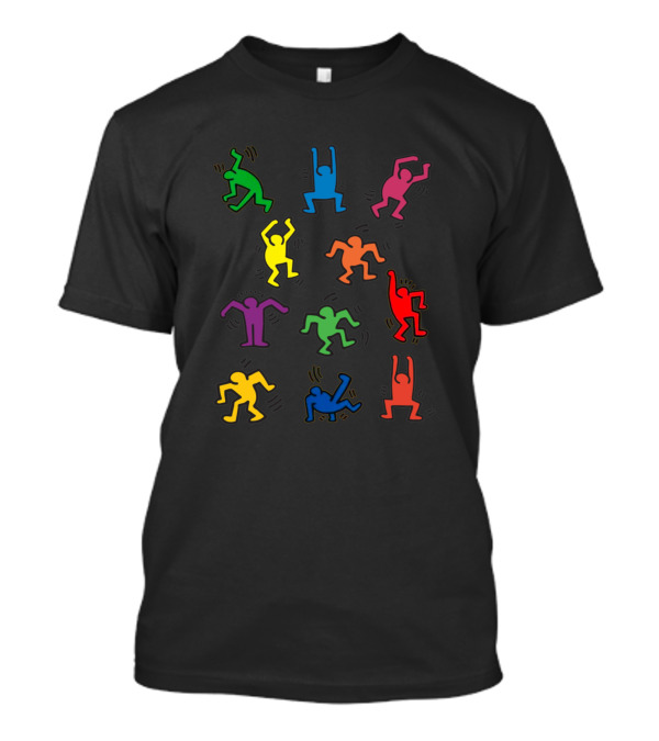 Keith Haring Vibrant Dancing Figures Multicolor T-Shirt