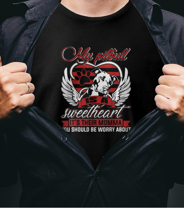 My Pitbull Is A Sweetheart It's Their Momma You Should Be Worry About T-Shirt