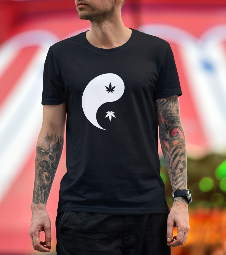 Yin Yang Weed Leaf T-Shirt