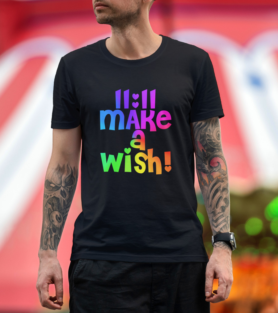 11 11 Make A Wish Colorful Text with Hearts T-Shirt