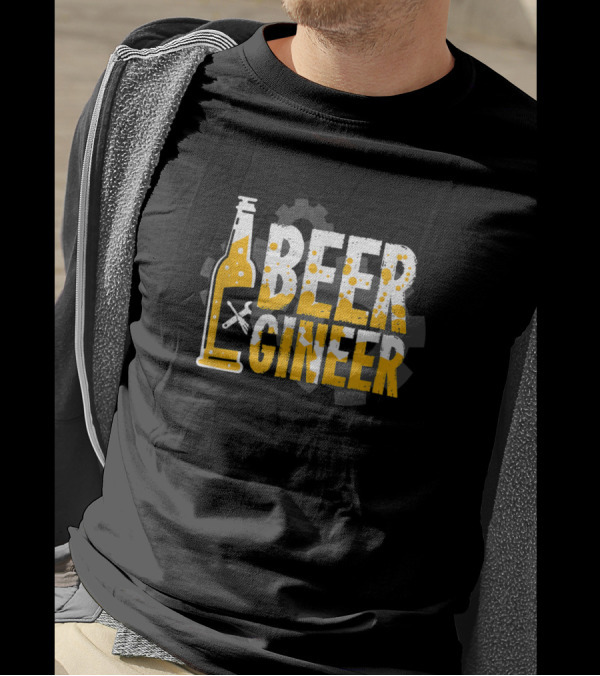 Beergineer Bottle And Gear For Beer Drinking Engineer T-Shirt