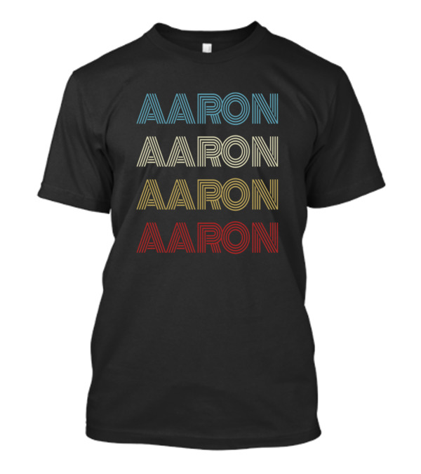 Aaron First Given Name Vintage Multi-Color Stripes T-Shirt