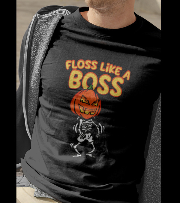 Floss Like A Boss Pumpkin Skeleton Dance T-Shirt