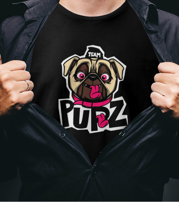 Team Pupz Funny Pug Cartoon Expression T-Shirt