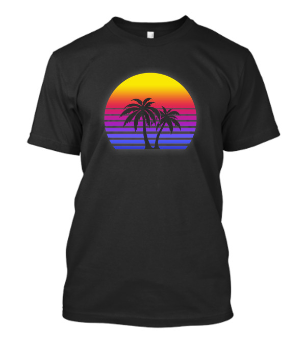 Synthwave Sunset With Palm Trees T-Shirt