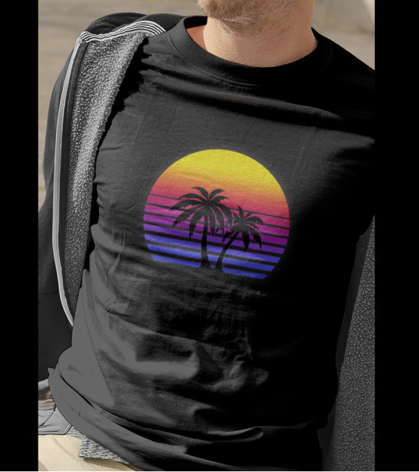 Synthwave Sunset With Palm Trees T-Shirt