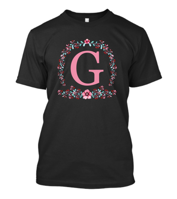 G Initial In Watercolor Floral T-Shirt