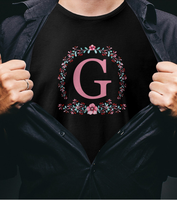G Initial In Watercolor Floral T-Shirt