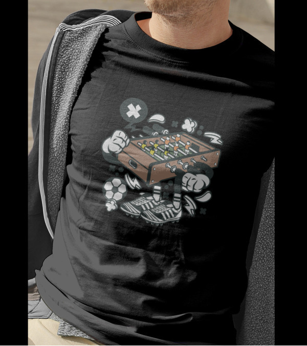 Football Table Kicking Animated Soccer Ball Comics Characters T-Shirt