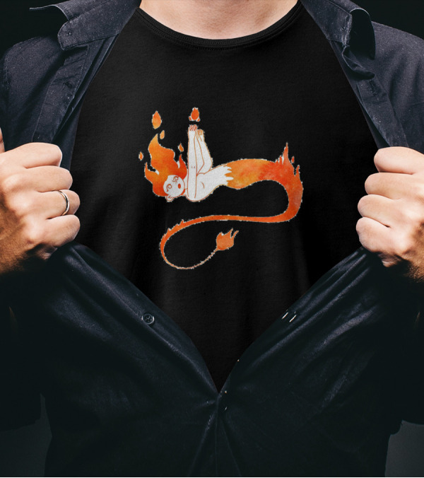 Lazy Animations Fire Spirit Floating In Flames T-Shirt