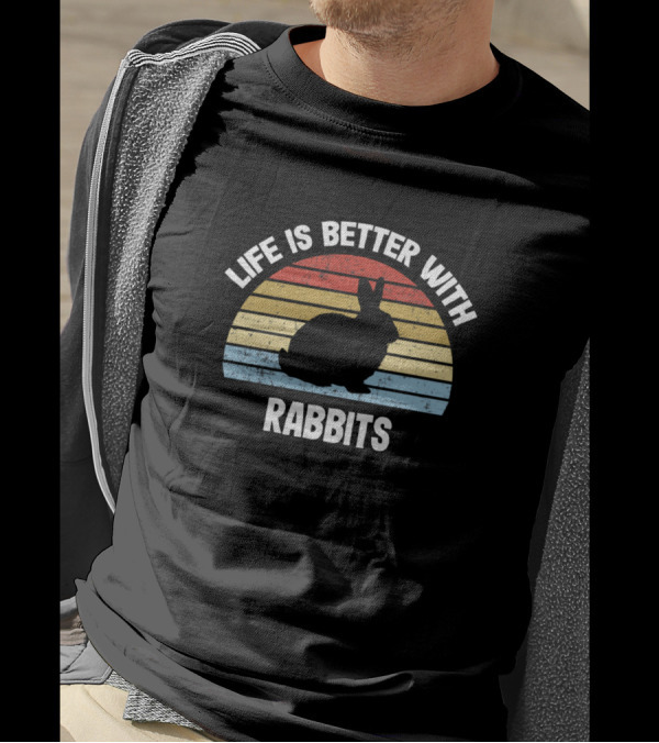 Life Is Better With Rabbits Retro Sunset Rabbit T-Shirt
