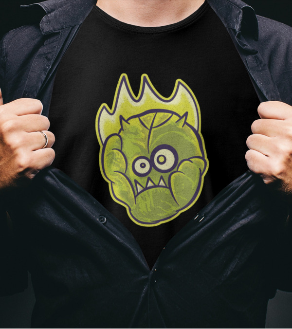 Dave Sprout Of Doom Angry Flaming Cabbage Face T-Shirt