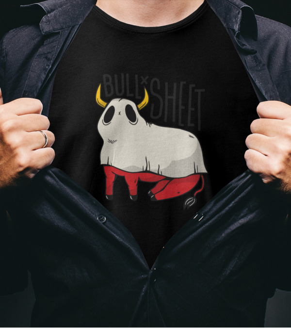 Bull Sheet Funny Ghost Bull Covered In Sheet T-Shirt