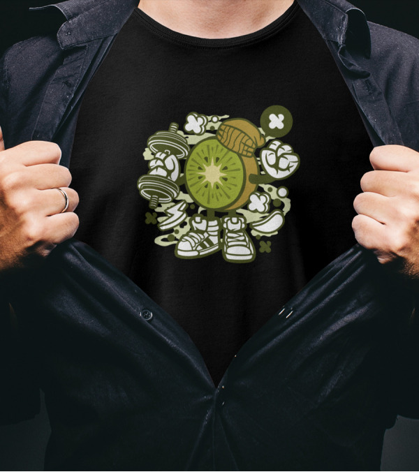 Kiwi Style Pop Culture And Animated Comics Character Elements T-Shirt