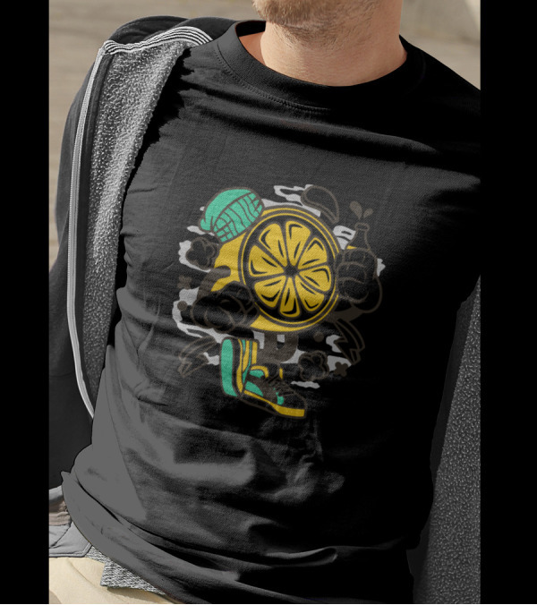 Lemon Character With Bottle And Sneakers For Comics And Pop Culture T-Shirt