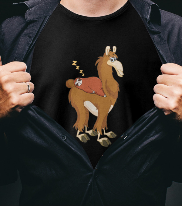 Llama With Sleeping Sloth Funny Llama Sloth Zzzz T-Shirt