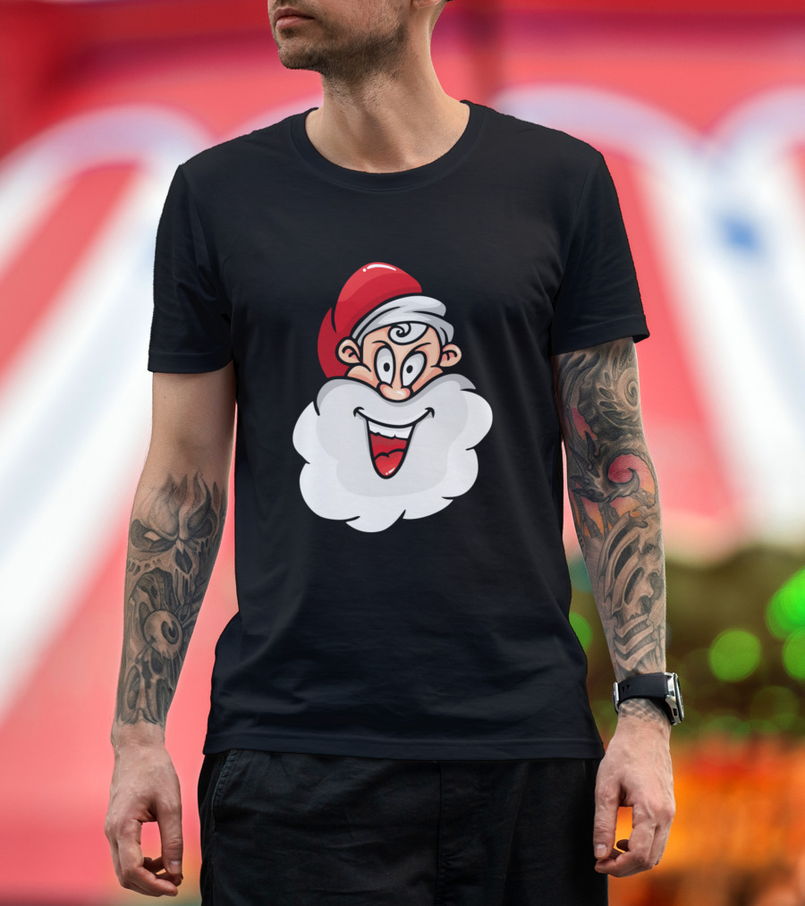 Santa Claus Cartoon Cheerful Christmas Smile T-Shirt