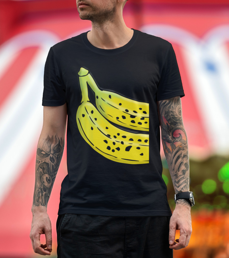 2 Bananas Pop Art Style Yellow Graphic Duo T-Shirt