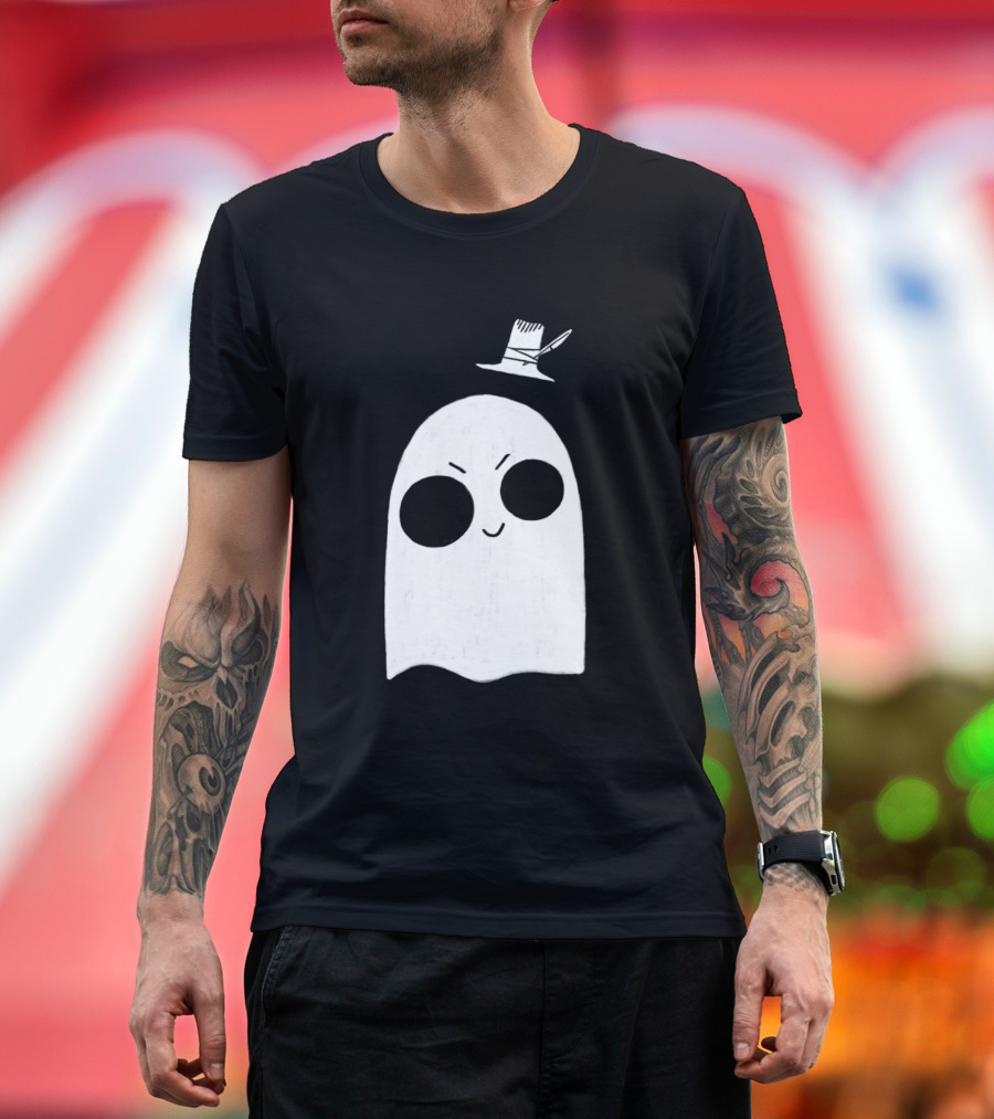 Cheeky Ghost with Top Hat and Playful Expression T-Shirt