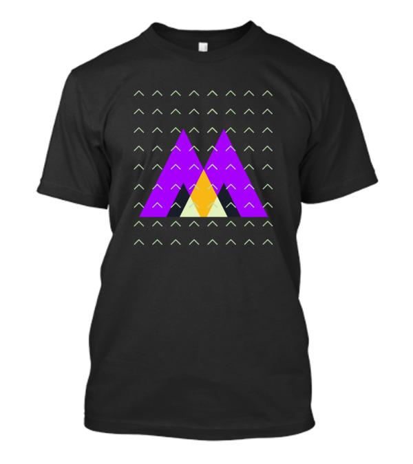 Geometric Triangles And Arrows Pattern With Purple And Yellow Shapes T-Shirt
