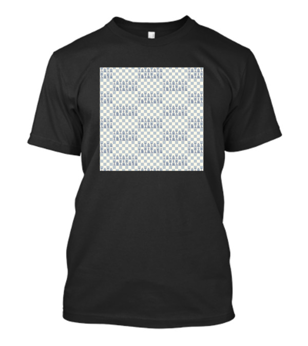 Chess Piece Pattern On Checkered Board T-Shirt