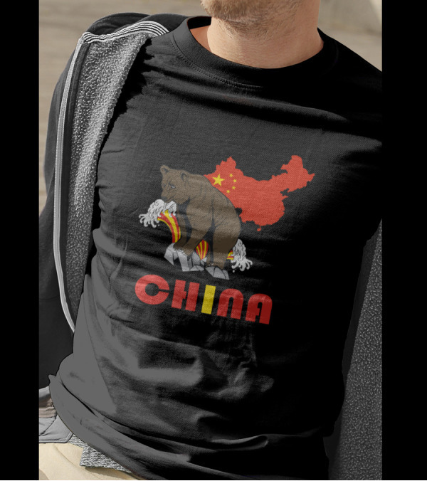 China Bear With Map And Flag Elements T-Shirt