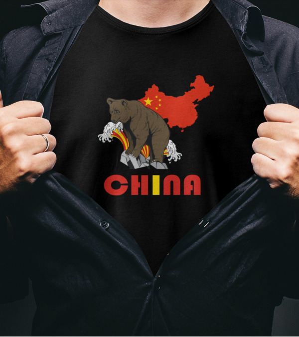 China Bear With Map And Flag Elements T-Shirt
