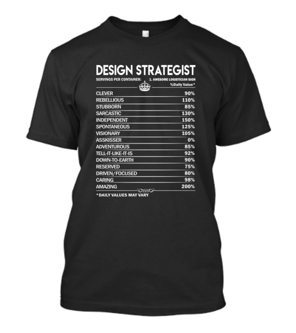 Design Strategist Clever Rebellious Sarcastic Independent Spontaneous Visionary Amazing T-Shirt