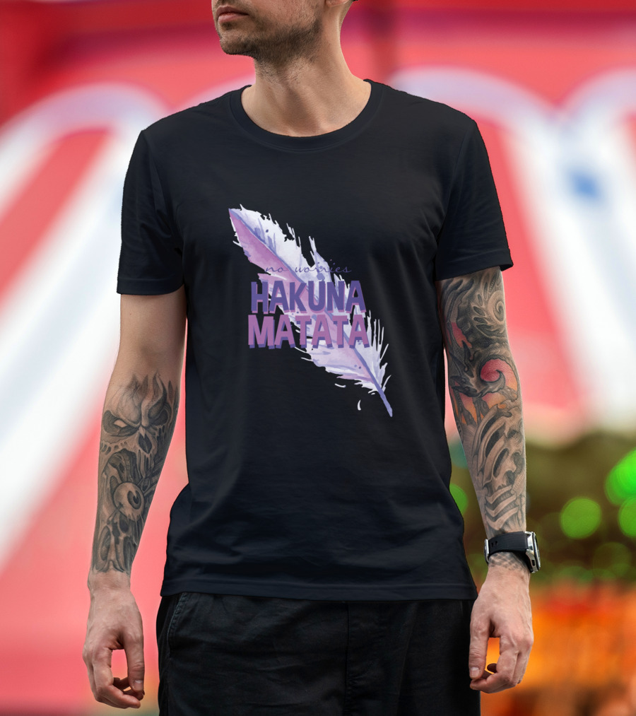 No Worries Hakuna Matata Purple Feather T-Shirt