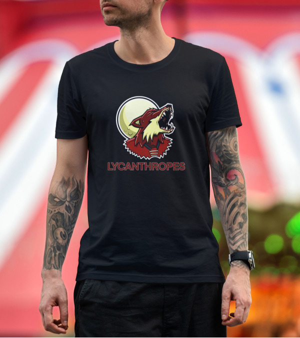 Premium T-Shirt: Arizona Lycanthropes Howling Wolf Head Under Full Moon T-Shirt Arizona Lycanthropes Howling Wolf Head Under Full Moon T-Shirt