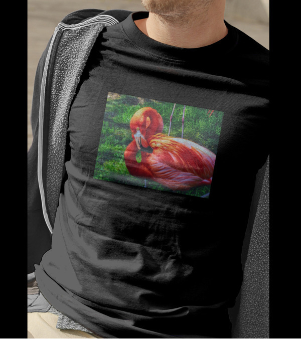 Flaming Flamingo Vibrant Colors And Lush Greenery T-Shirt