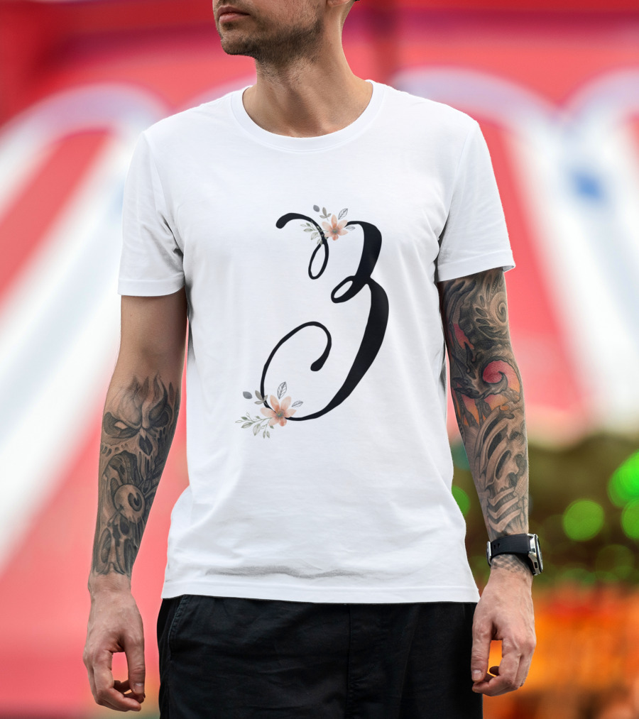Elegant Floral Monogram B T-Shirt