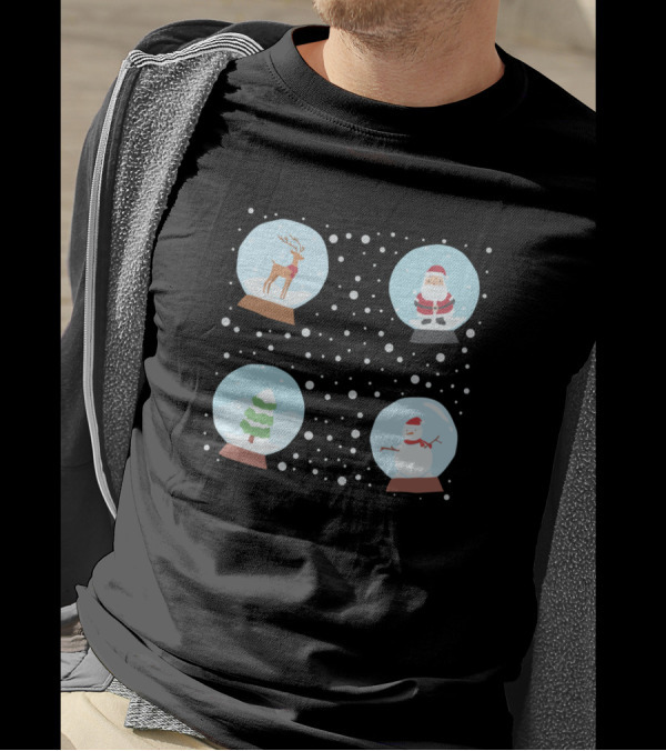 Christmas Snow Globe Reindeer Santa Tree Snowman Magic T-Shirt