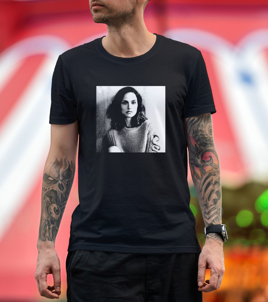 Natalie Portman Black and White Linocut T-Shirt