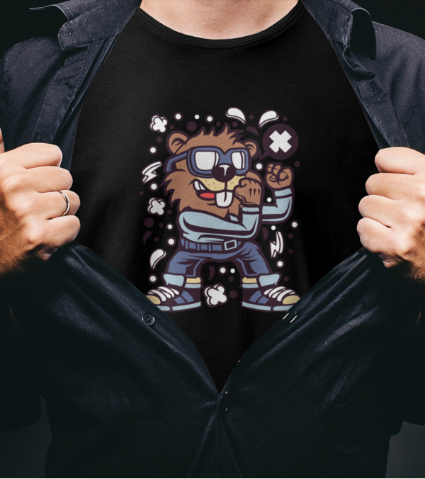 Beaver Fighter Boxing Hero For Animated Characters Comics T-Shirt