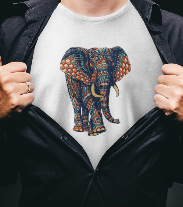 Ornate Colorful Elephant Intricate Detail Version T-Shirt