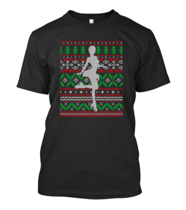 Figure Skating Dancer Ice Skate Dancing Happy Holi Christmas T-Shirt