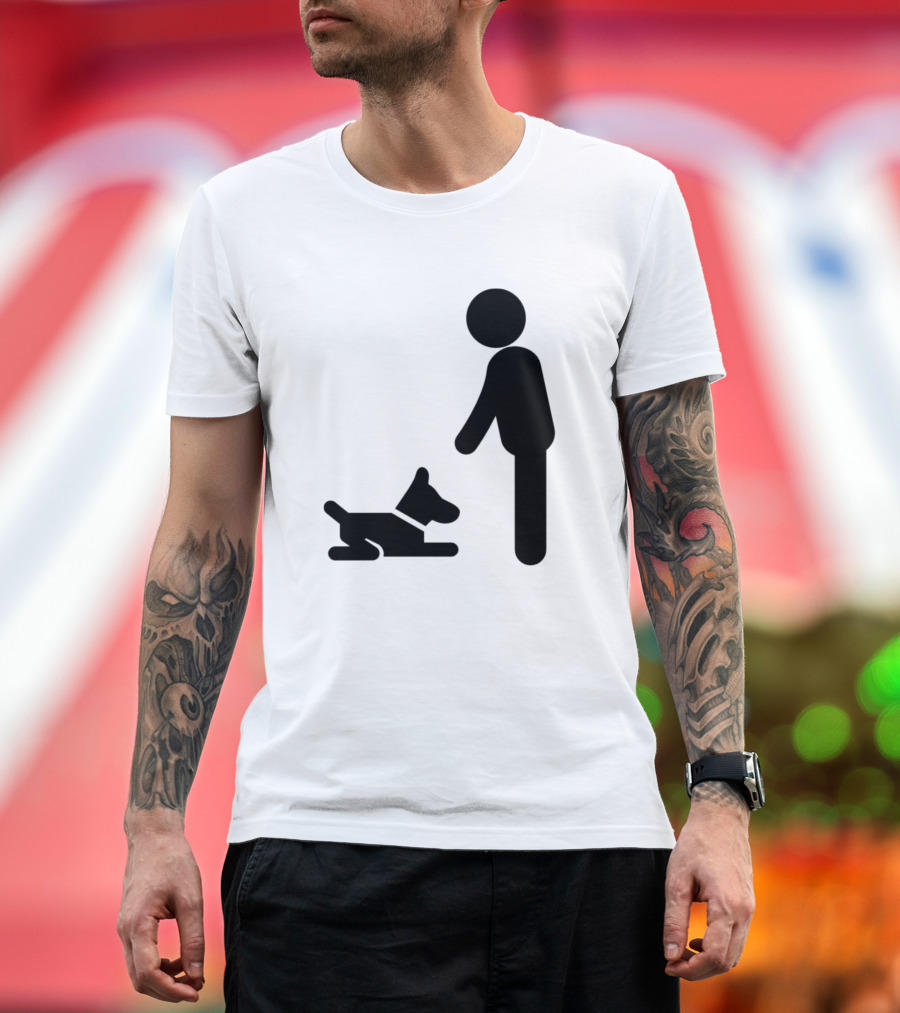 Dog Owner on Sitting Command Obedience T-Shirt