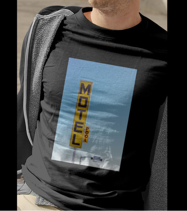 Retro Yellow Motel Pool Sign Against Clear Sky T-Shirt