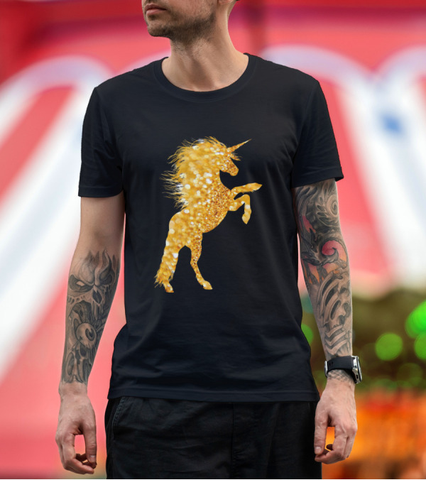 Premium T-Shirt: Gold Sparkly Unicorn Glitter Magic T-Shirt Gold Sparkly Unicorn Glitter Magic T-Shirt