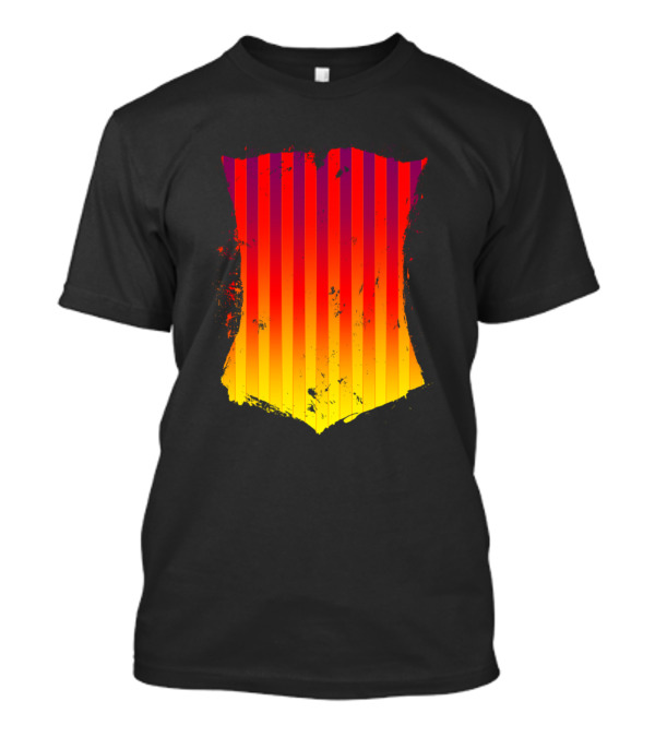 Gradient Stripes Pattern Bry Grunge Shield T-Shirt