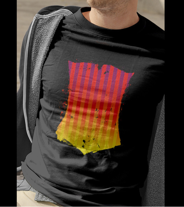 Gradient Stripes Pattern Bry Grunge Shield T-Shirt